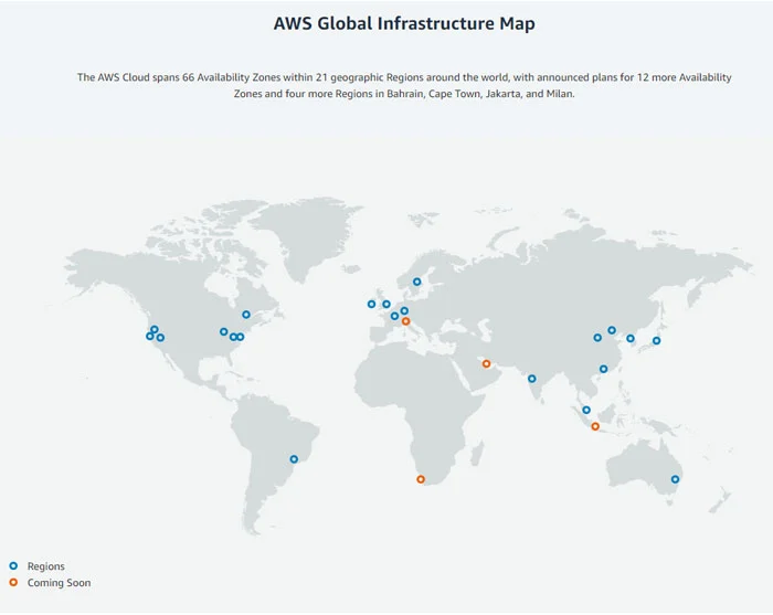 AWS reach map