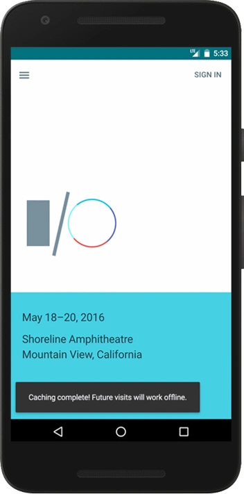 Google 2016 I/O PWA screenshot