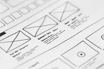 wireframe sketch on paper