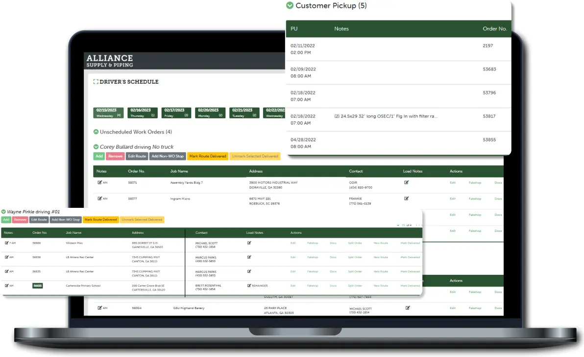 laptop displaying the delivery driver scheduler page